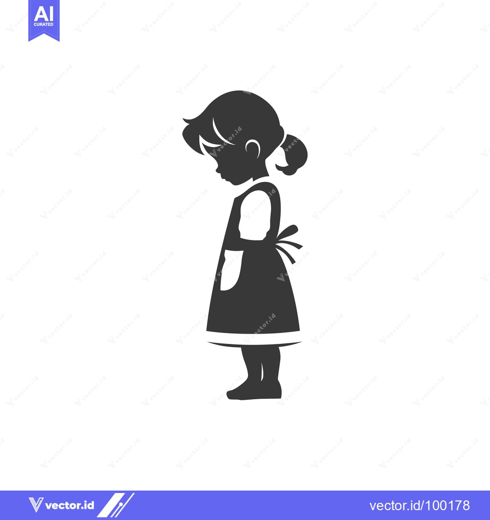 Premium Vector dari Silhouette of a Young Girl in a Dress with a Pocket