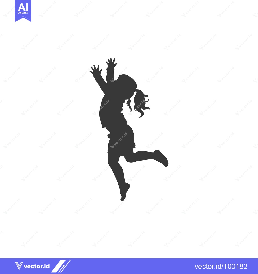 Premium Vector of Silhouette of a young girl jumping with joy