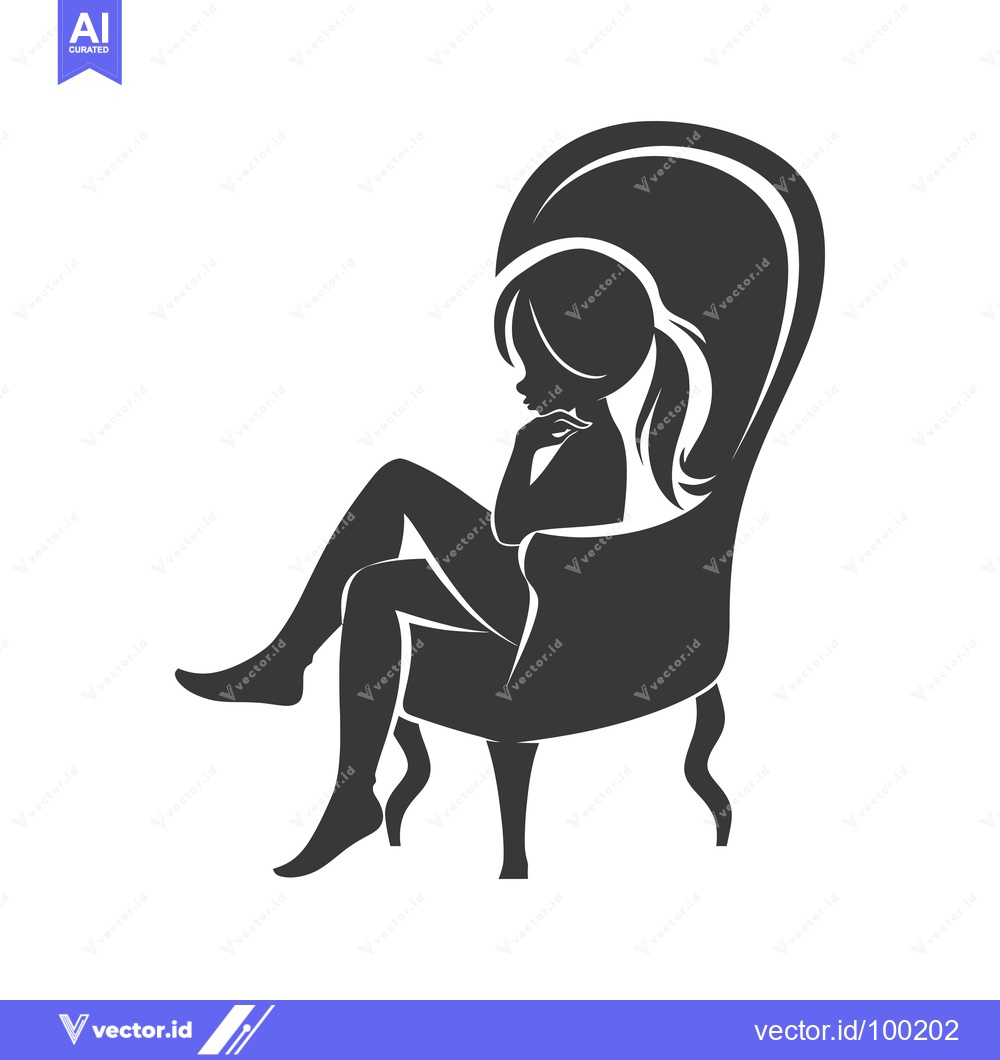 Premium Vector dari Silhouette of a Young Girl Sitting in a Chair