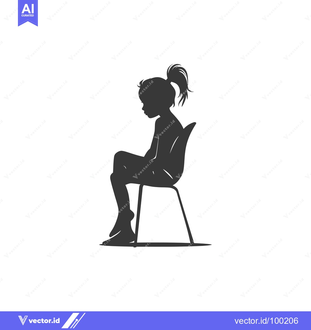 Premium Vector of Silhouette of a young girl sitting on a chair