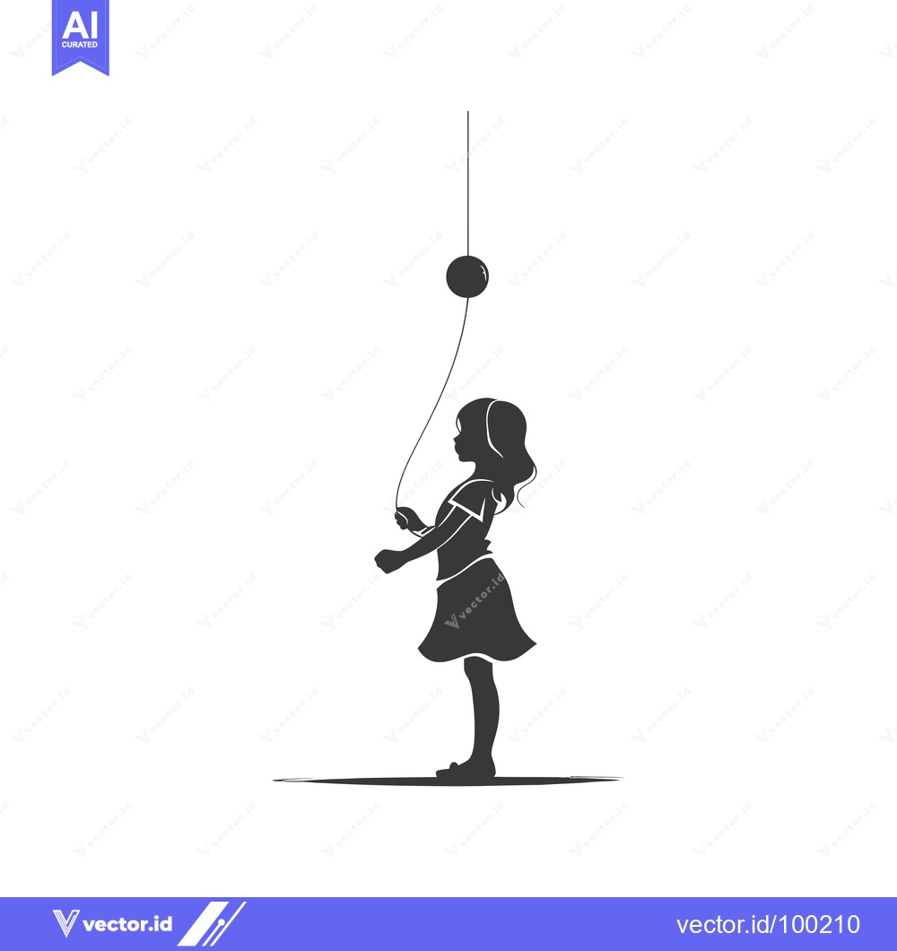 Premium Vector of Silhouette of a young girl skipping rope
