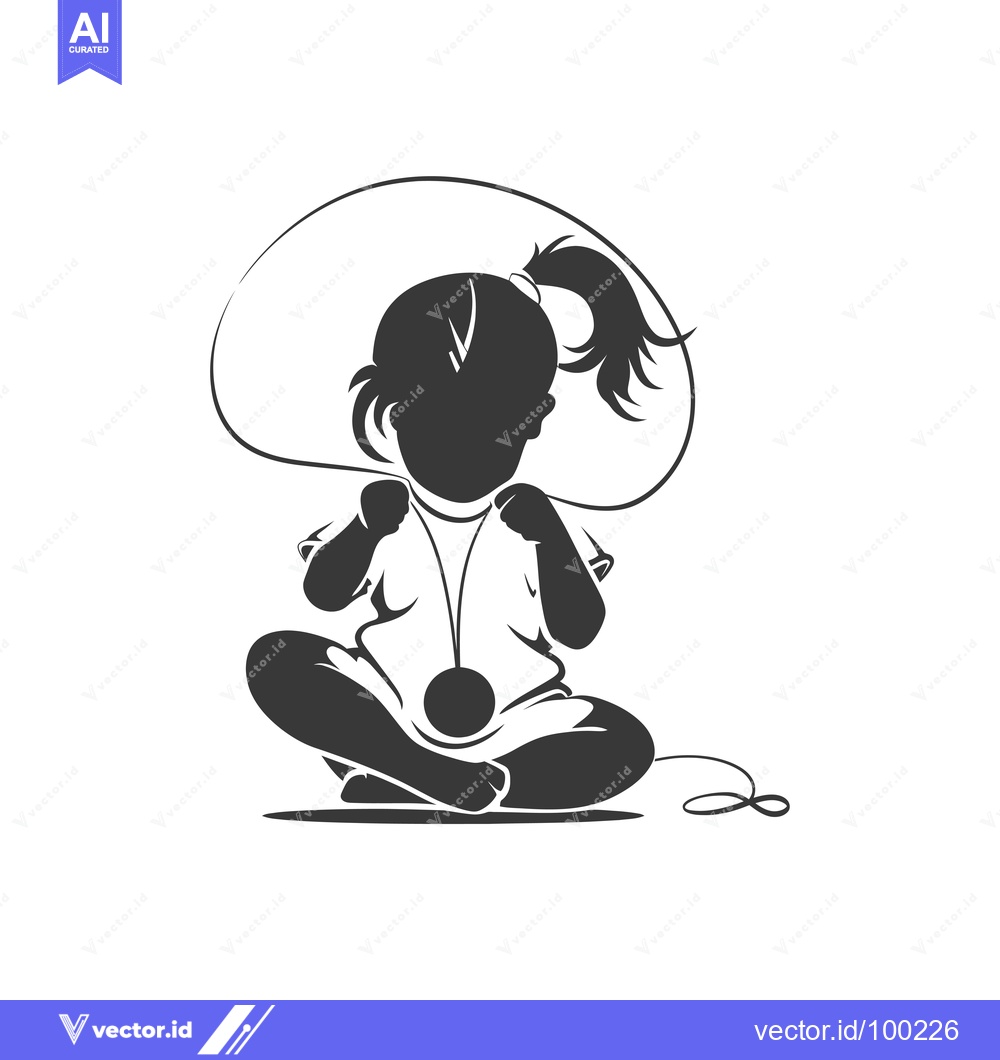 Premium Vector of Silhouette of a Young Girl with a Medal and a Hat