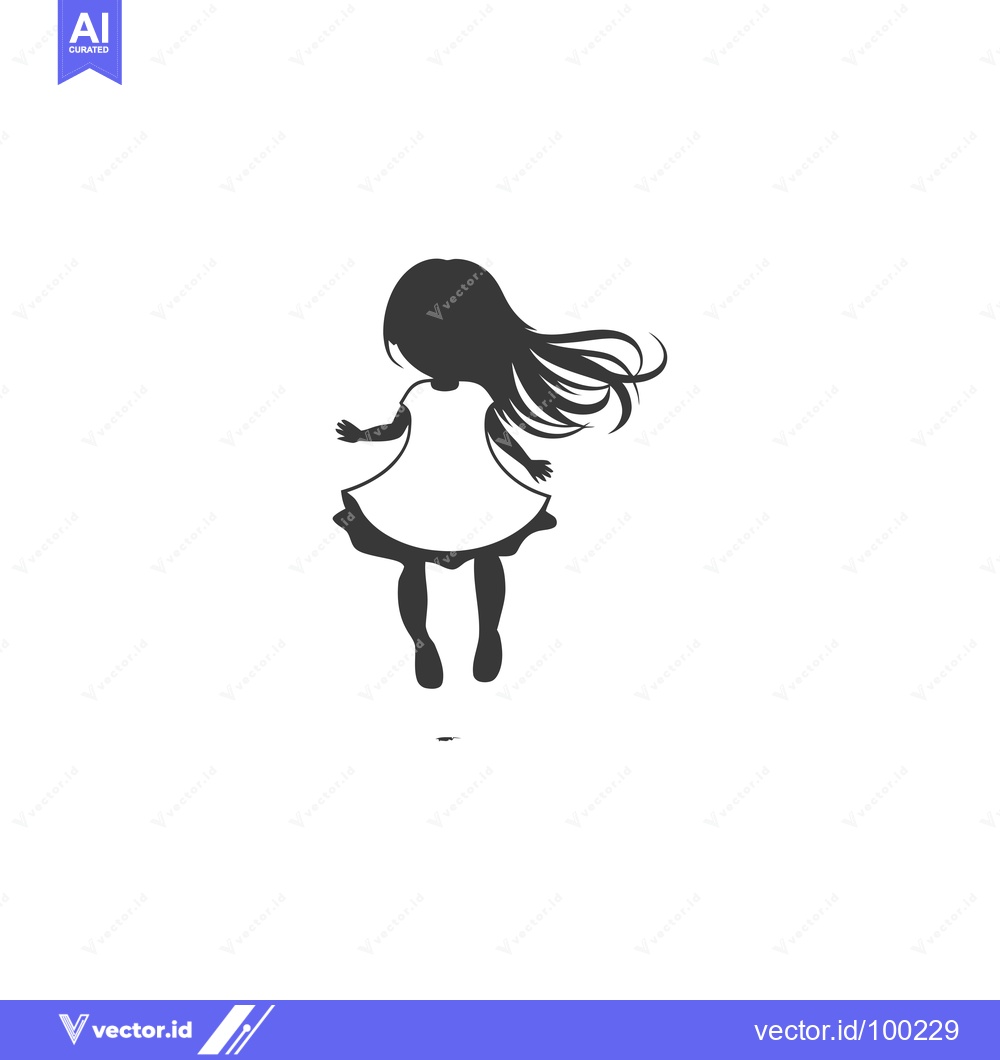 Premium Vector of Silhouette of a Young Girl with Flowing Hair