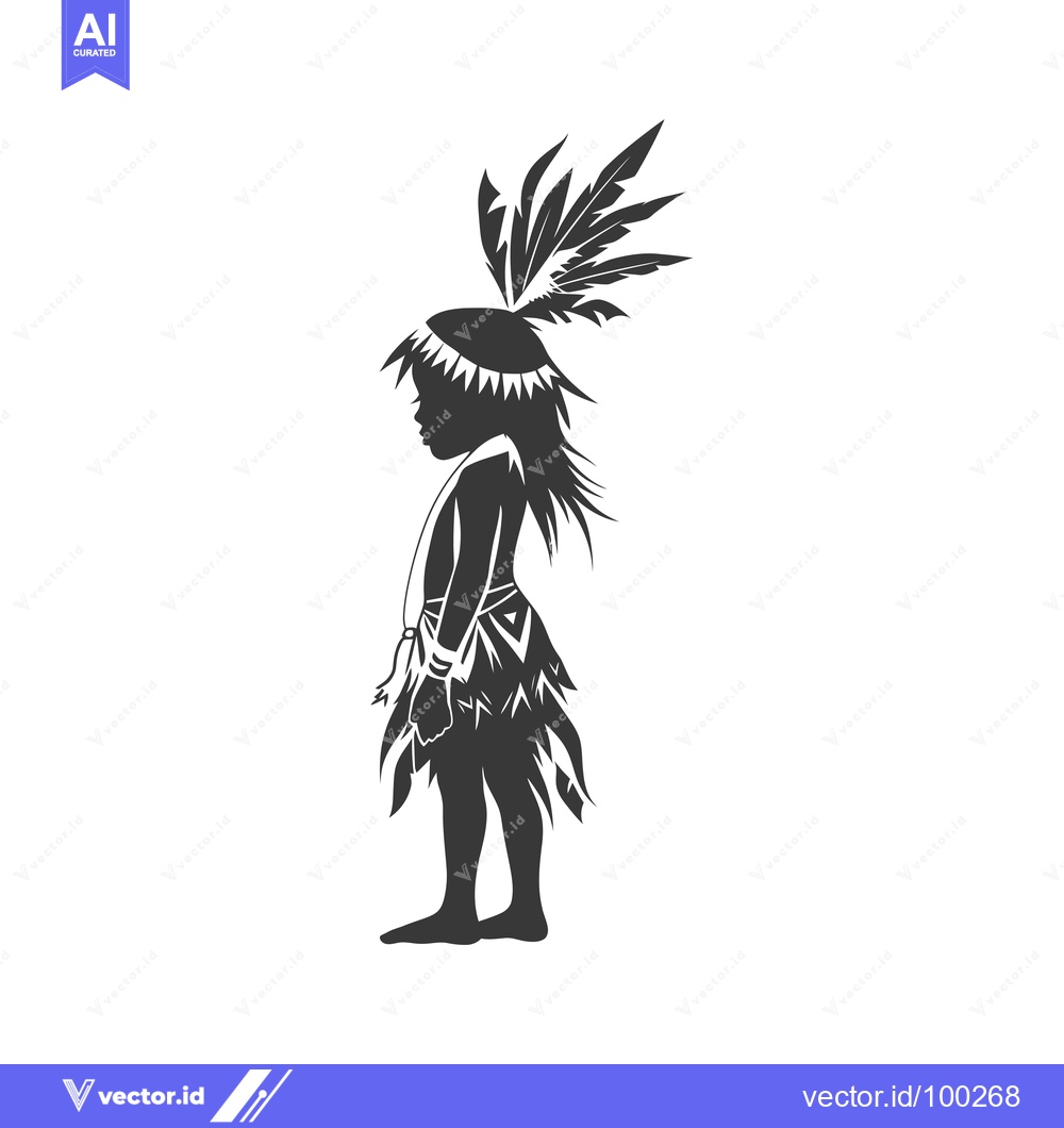Premium Vector dari Silhouette of a Young Indigenous Person in Traditional Attire