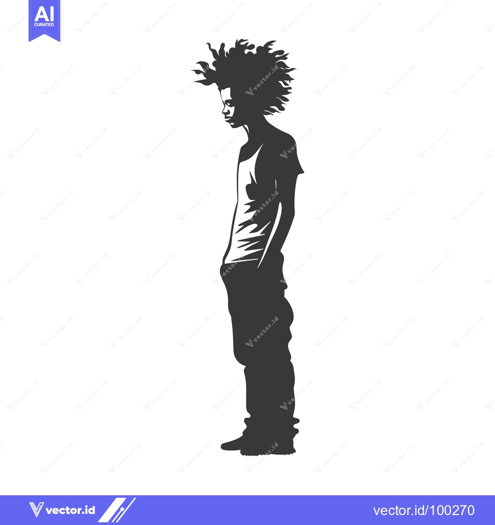 Premium Vector dari Silhouette of a young man with an afro standing