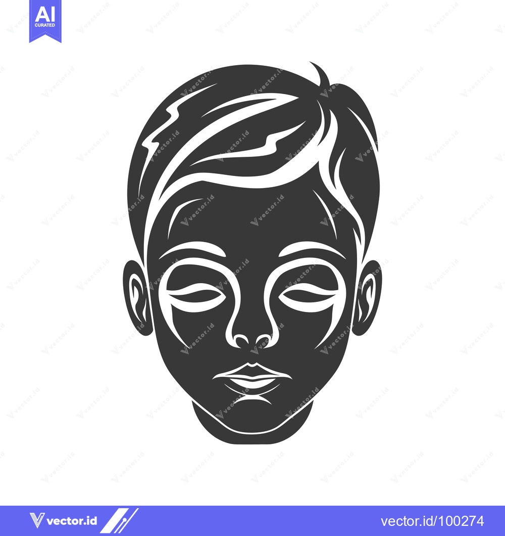 Premium Vector of Silhouette of a Young Person with Short Hair and Closed Eyes