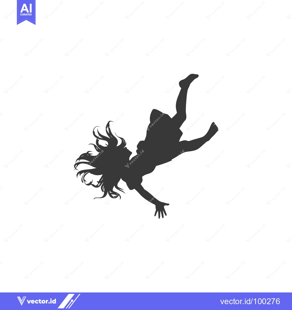 Premium Vector of Silhouette of a young woman falling with her hair flowing