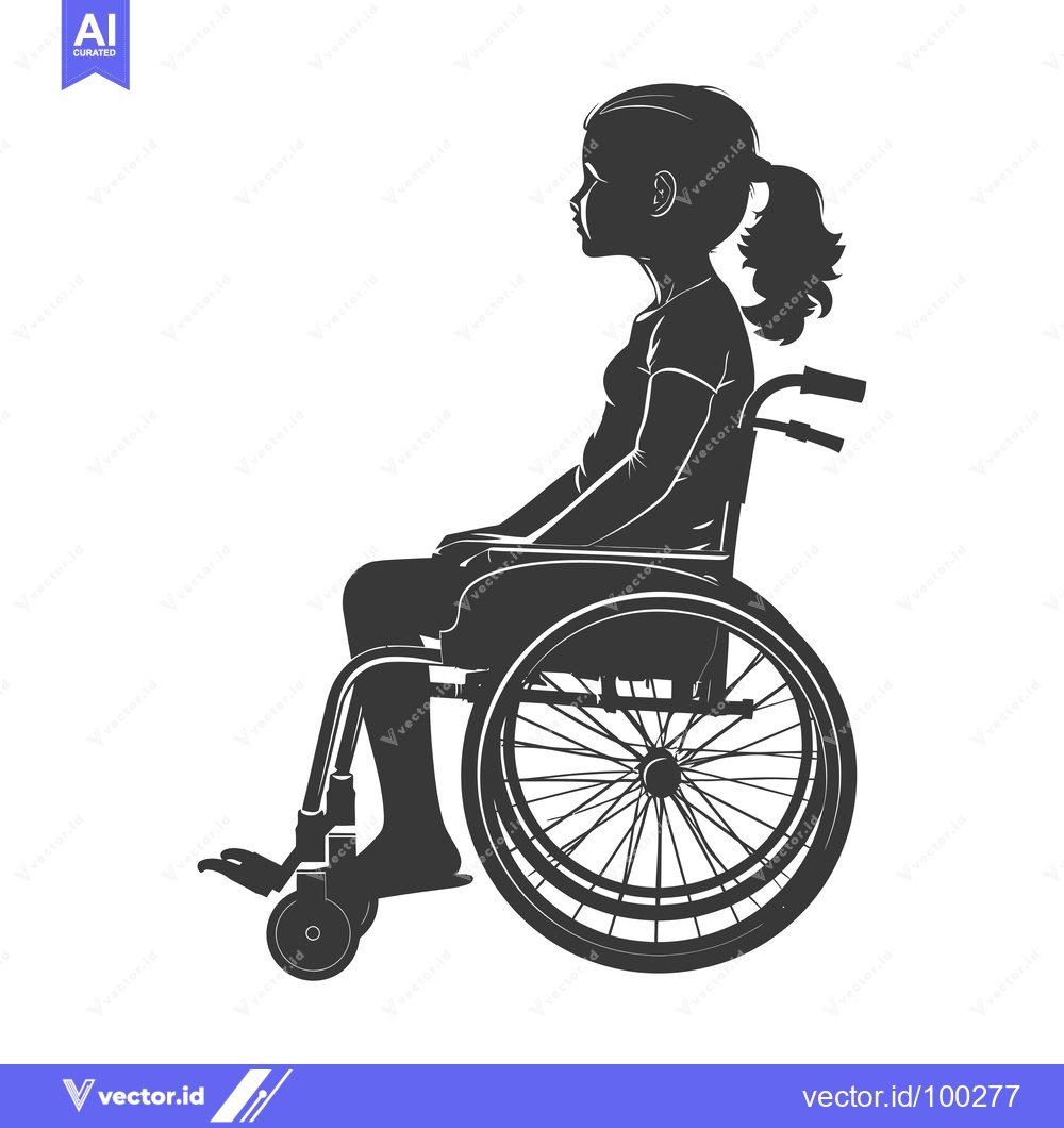 Premium Vector dari Silhouette of a Young Woman in a Wheelchair