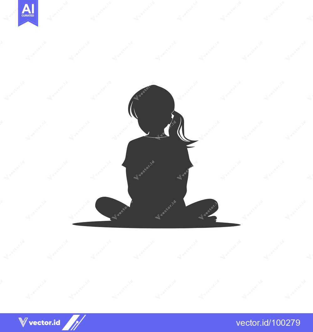 Premium Vector of Silhouette of a Young Woman Sitting with Her Legs Crossed