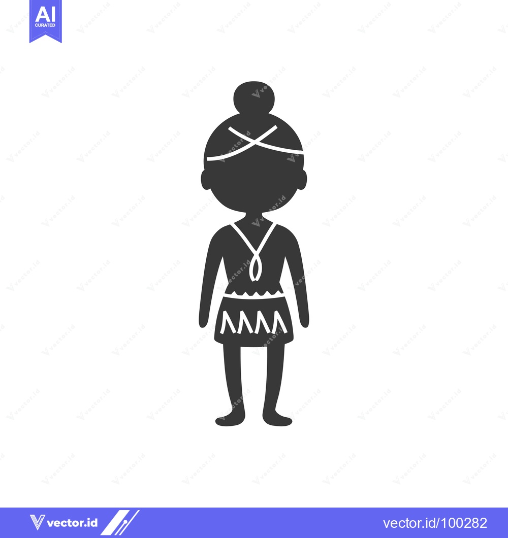 Premium Vector of Silhouette of a young woman wearing traditional tribal clothing