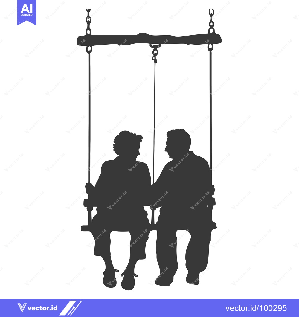 Premium Vector of Silhouette of Couple Sitting on a Swing