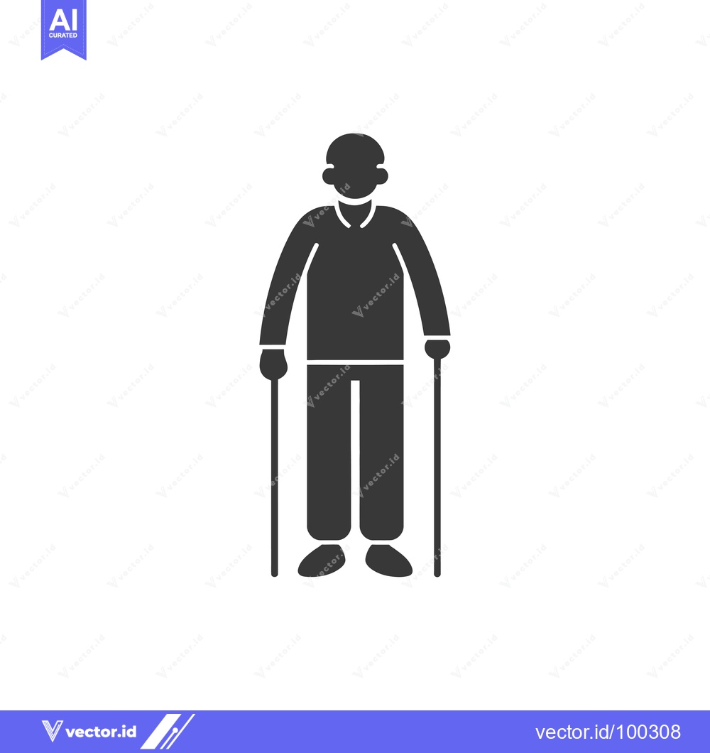 Premium Vector dari Silhouette of Elderly Person Using a Walking Stick