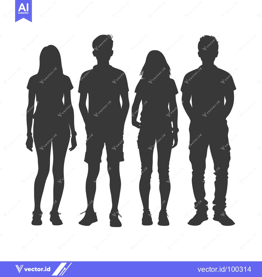 Premium Vector of Silhouette of four people standing side by side