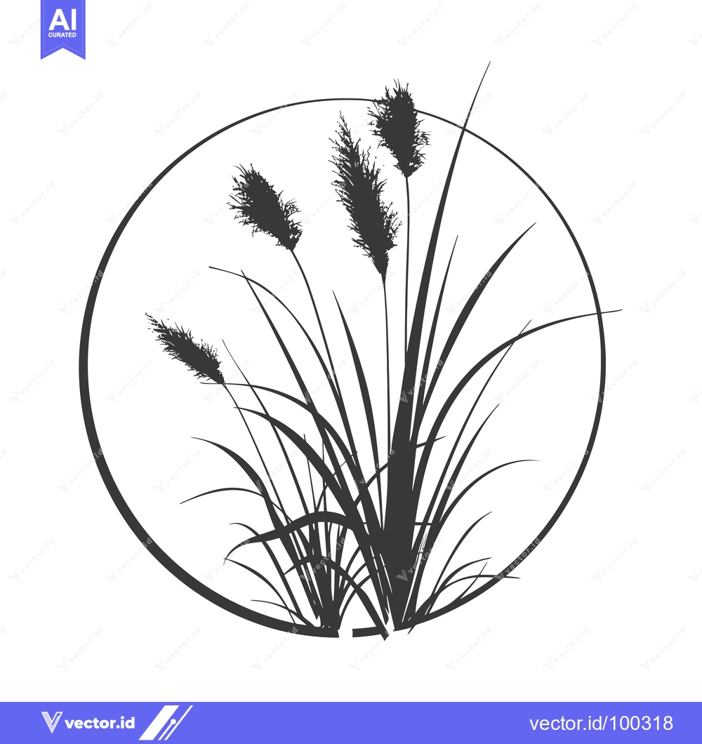 Premium Vector of Silhouette of Grasses Enclosed in a Circle