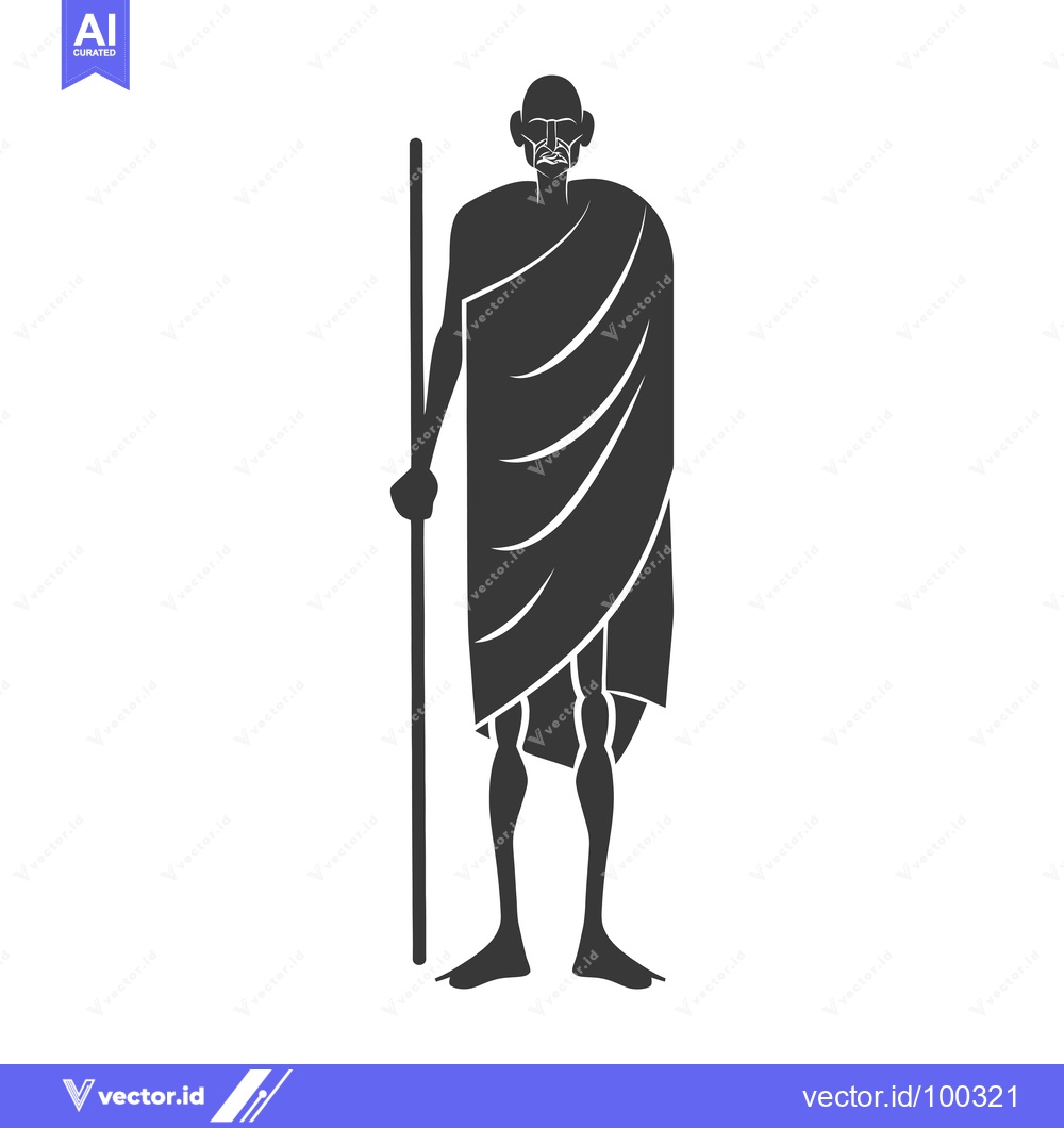 Premium Vector dari Silhouette of Mahatma Gandhi Holding a Stick