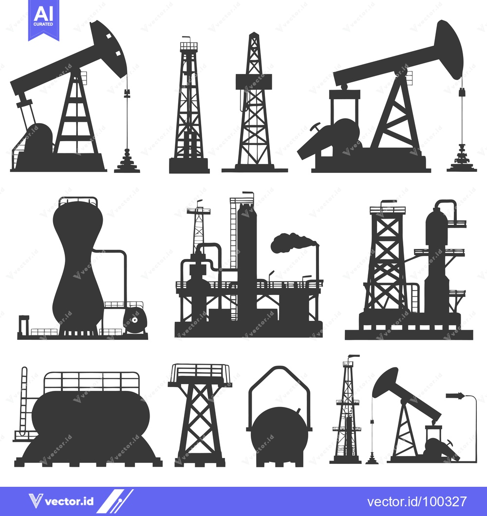 Premium Vector of Silhouette of Oil and Gas Refinery Equipment