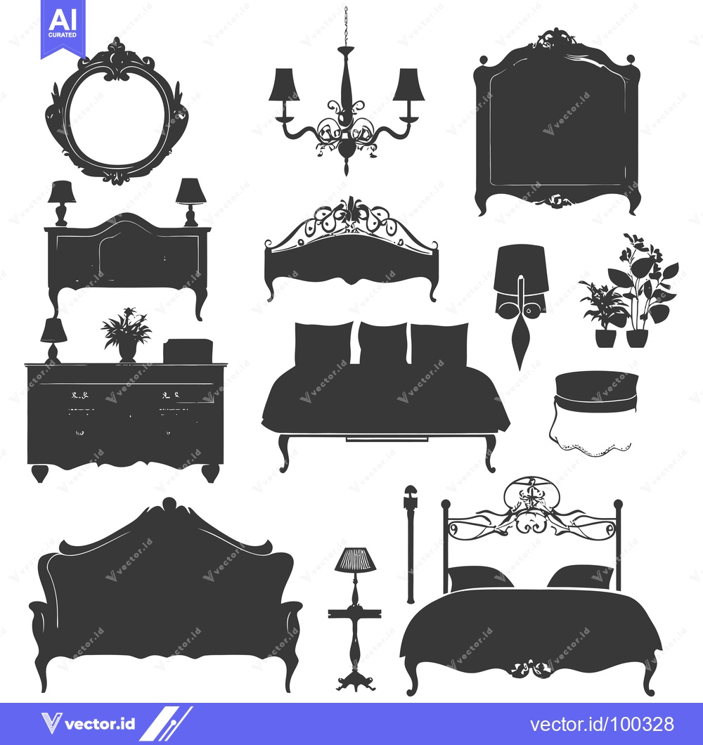 Premium Vector dari Silhouette of Ornate Furniture and Home Decor Items