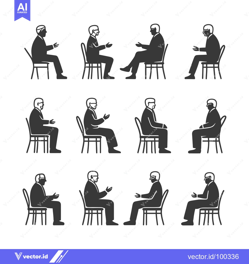 Premium Vector of Silhouette of People Sitting on Chairs in Different Poses