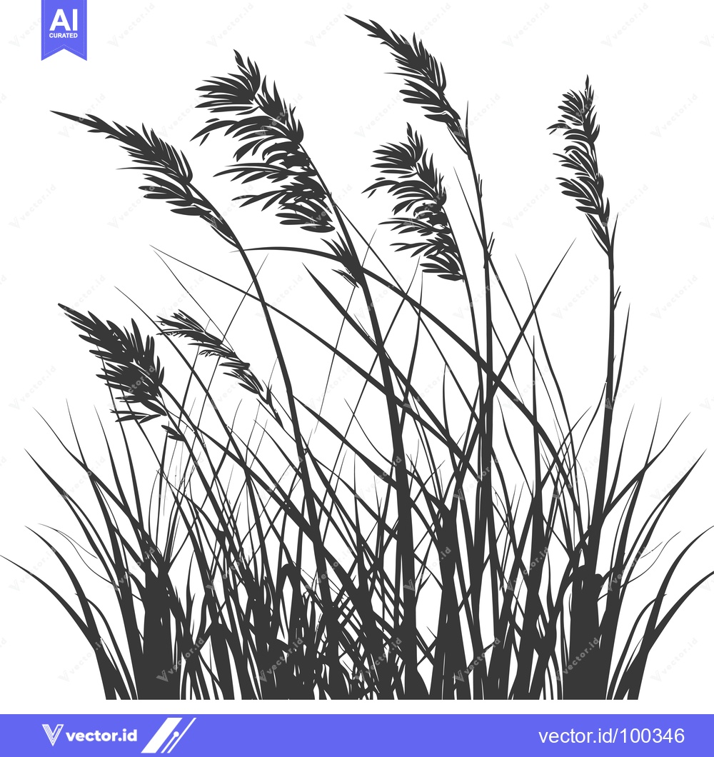 Premium Vector of Silhouette of Tall Grass and Blades