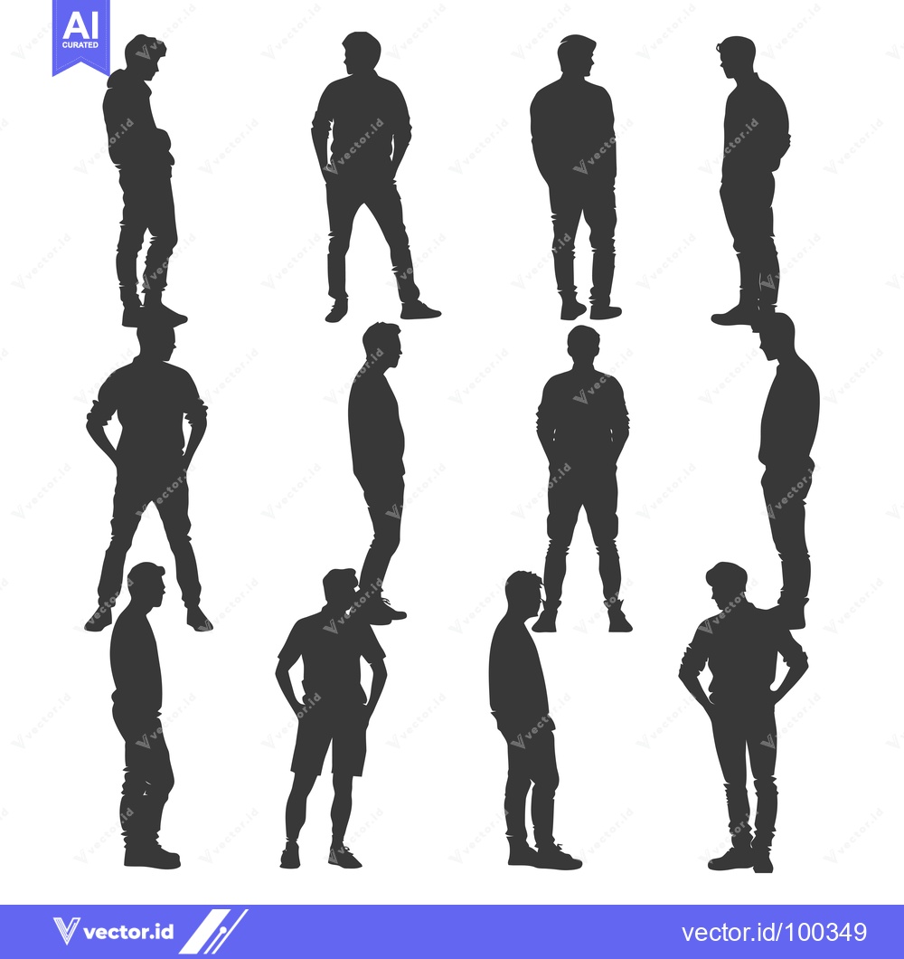 Premium Vector dari Silhouette of Ten Men Standing in Different Poses