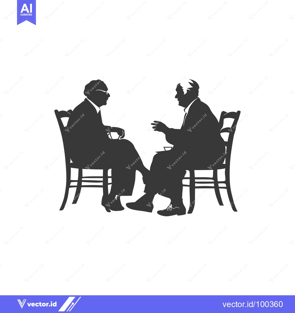 Premium Vector dari Silhouette of two elderly people sitting on chairs and talking