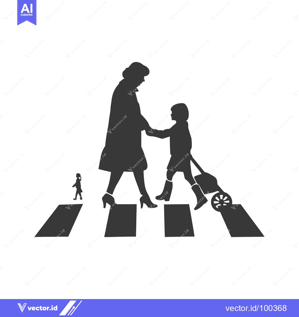 Premium Vector dari Silhouette of Two People Crossing a Crosswalk