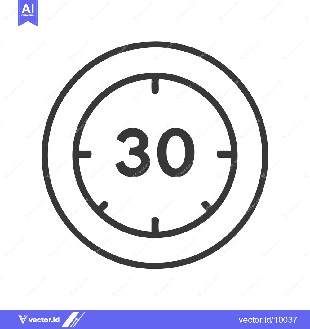Premium Vector dari Minimalist 30-Minute Timer Icon: Clean Line Art Clock Graphic