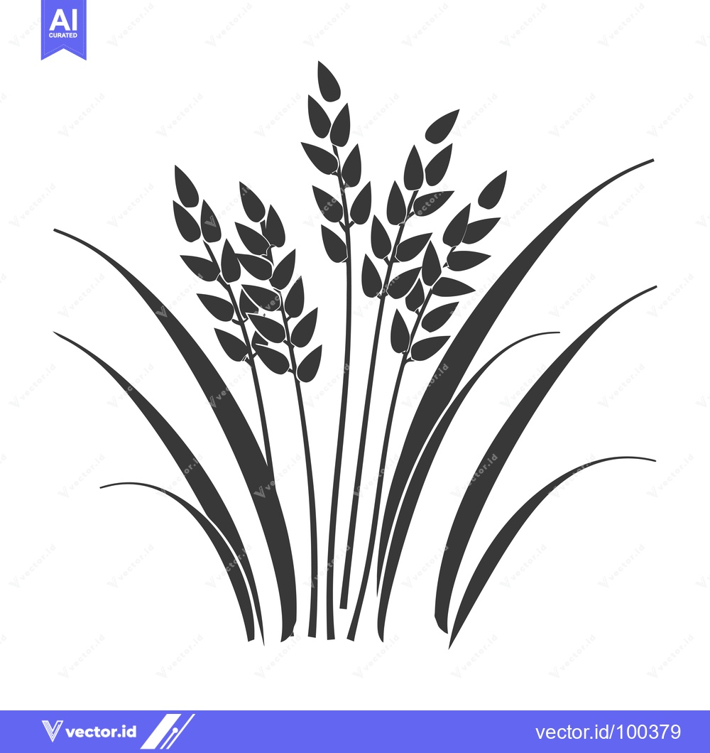 Premium Vector dari Silhouette of Wheat Stalks and Grass Blades