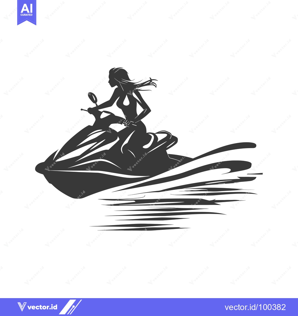 Premium Vector dari Silhouette of Woman Riding a Jet Ski