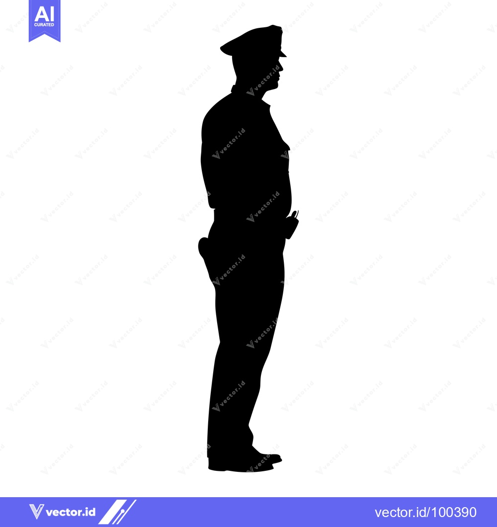 Premium Vector of Silhouette of a Police Officer Standing at Attention