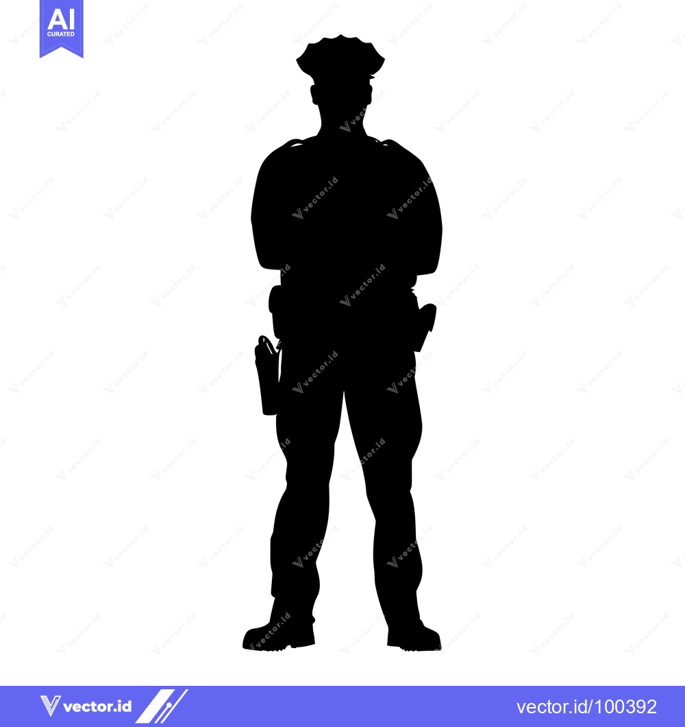 Premium Vector of Silhouette of a Police Officer Standing at Attention