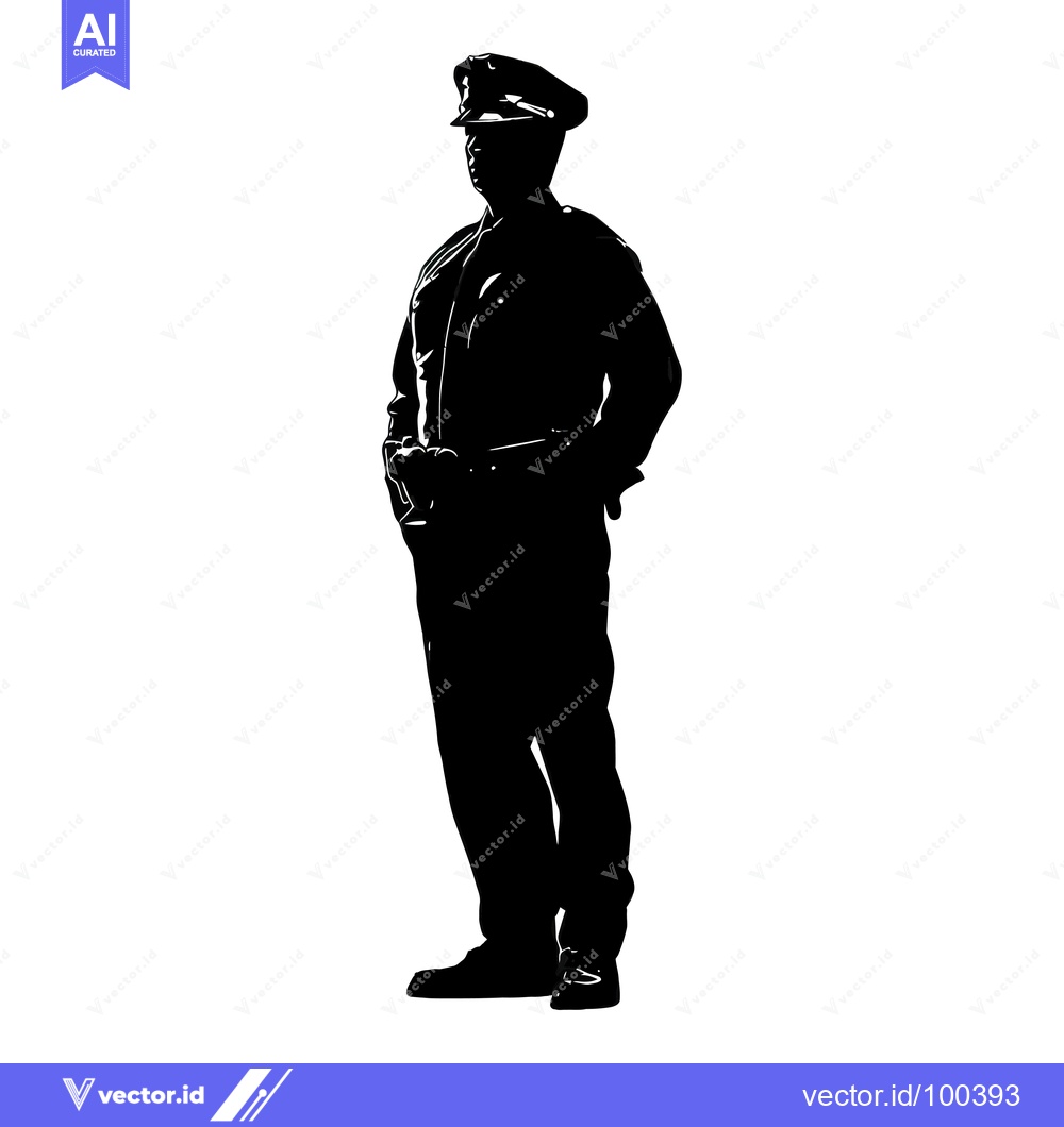 Premium Vector dari Silhouette of a Police Officer Standing at Attention