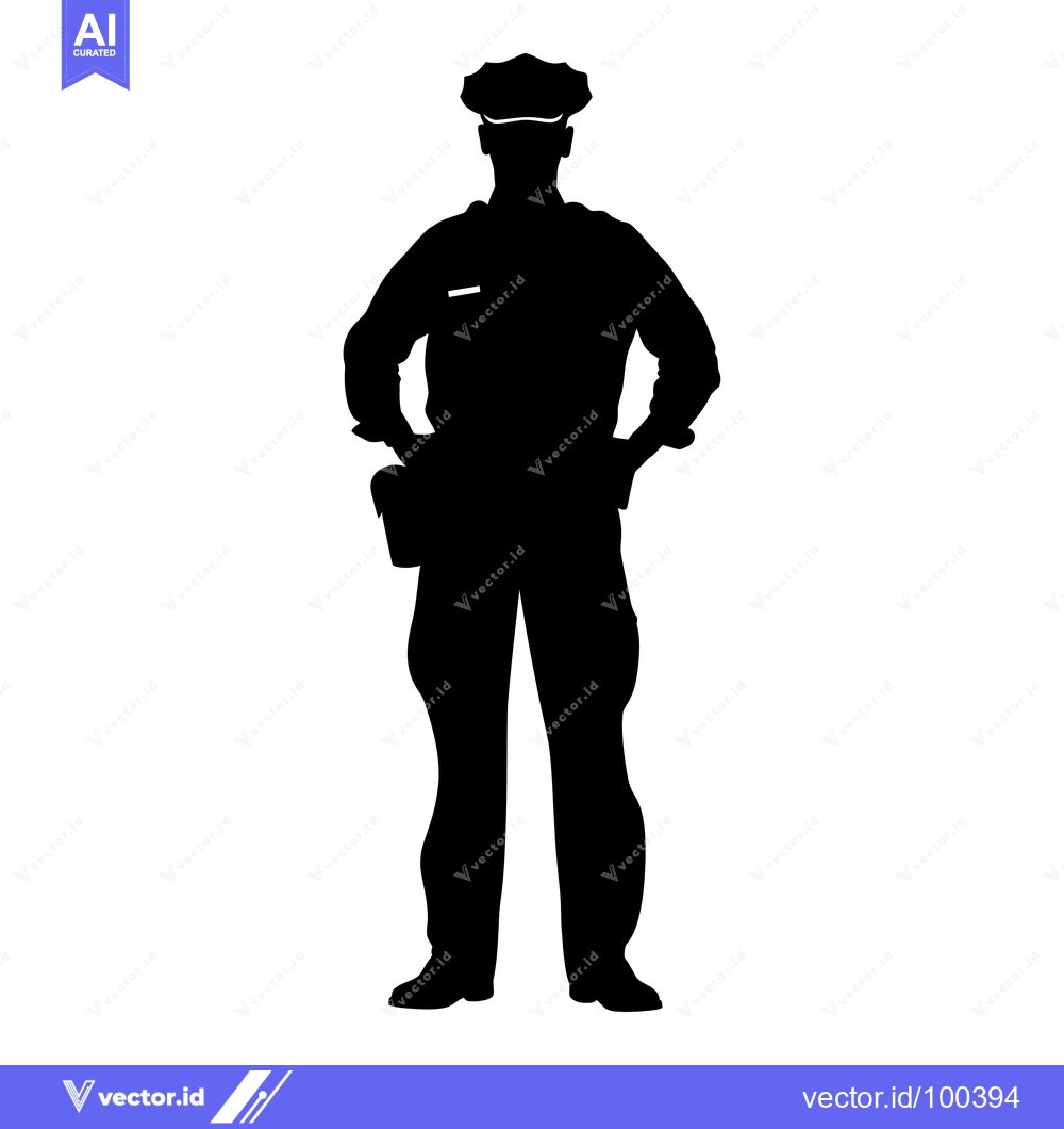 Premium Vector dari Silhouette of a Police Officer Standing with Hands on Hips