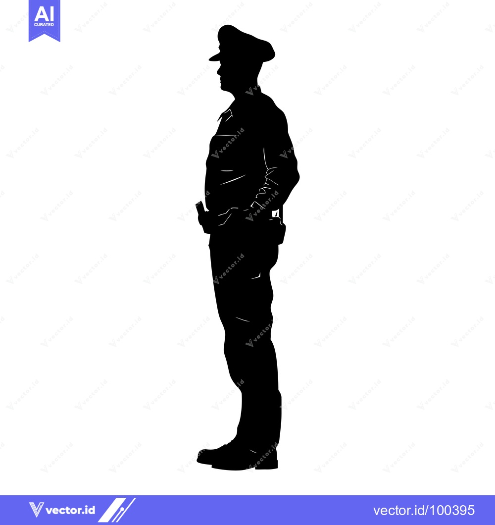 Premium Vector of Silhouette of a Police Officer Standing at Attention