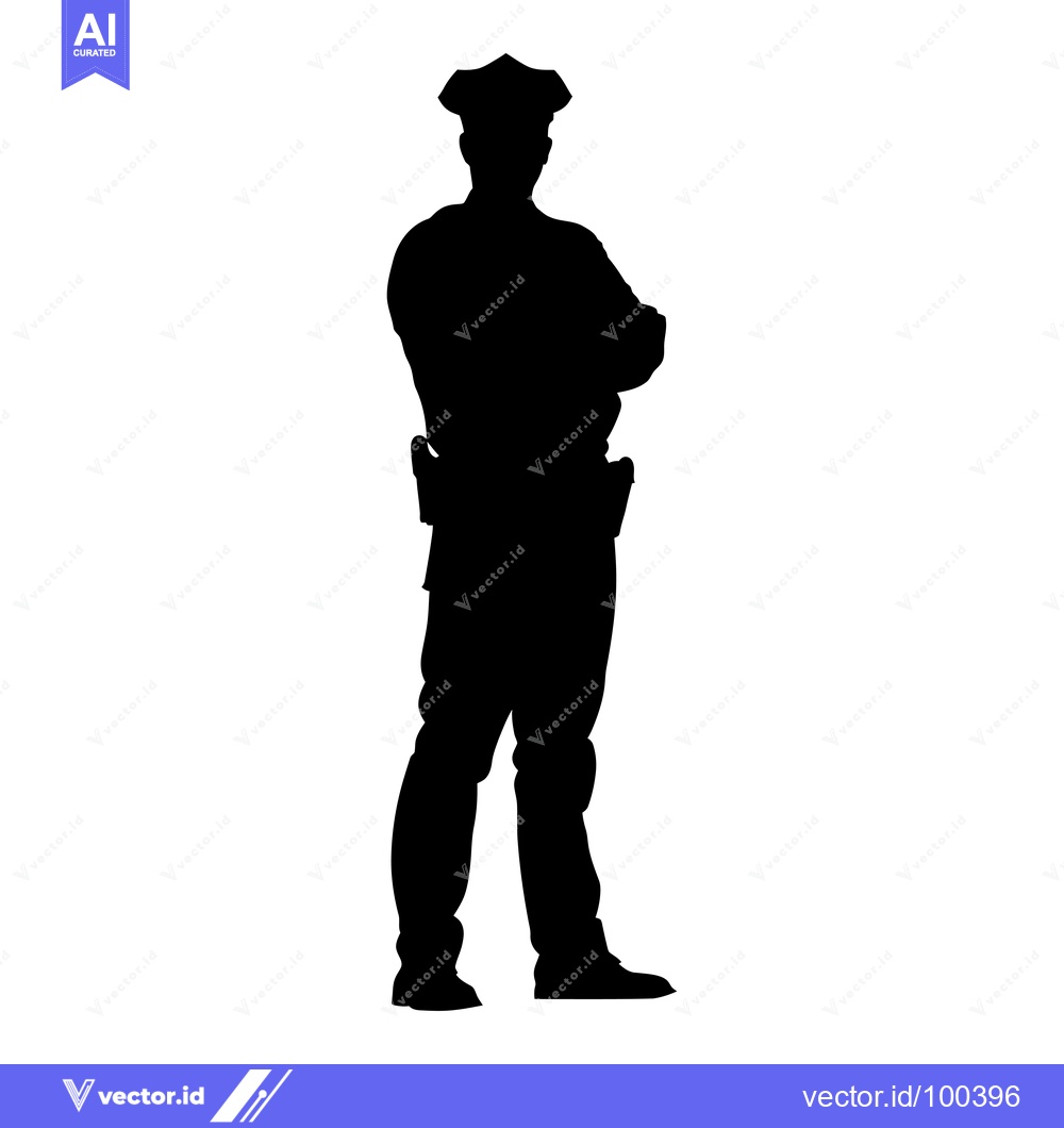 Premium Vector dari Silhouette of a Police Officer Standing with Arms Crossed