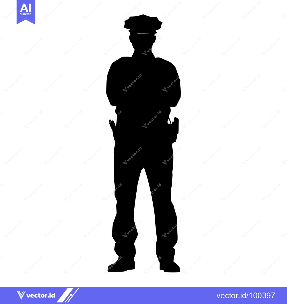Premium Vector of Silhouette of a Police Officer with Hands Clasped in Front