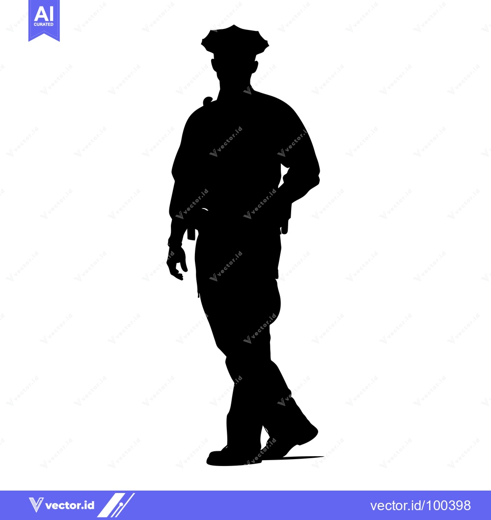 Premium Vector of Silhouette of a Police Officer Walking