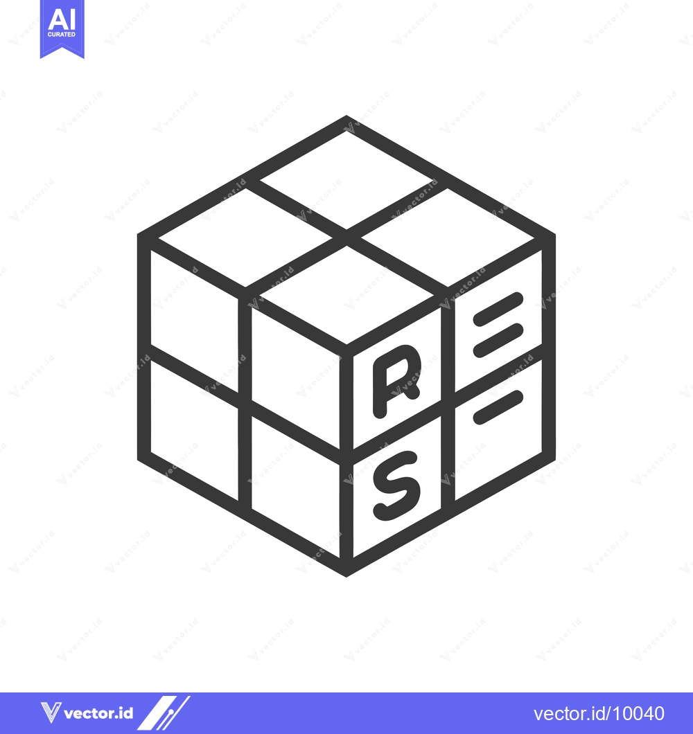 Premium Vector dari 3D Cube with 'RS' Letters and Lines