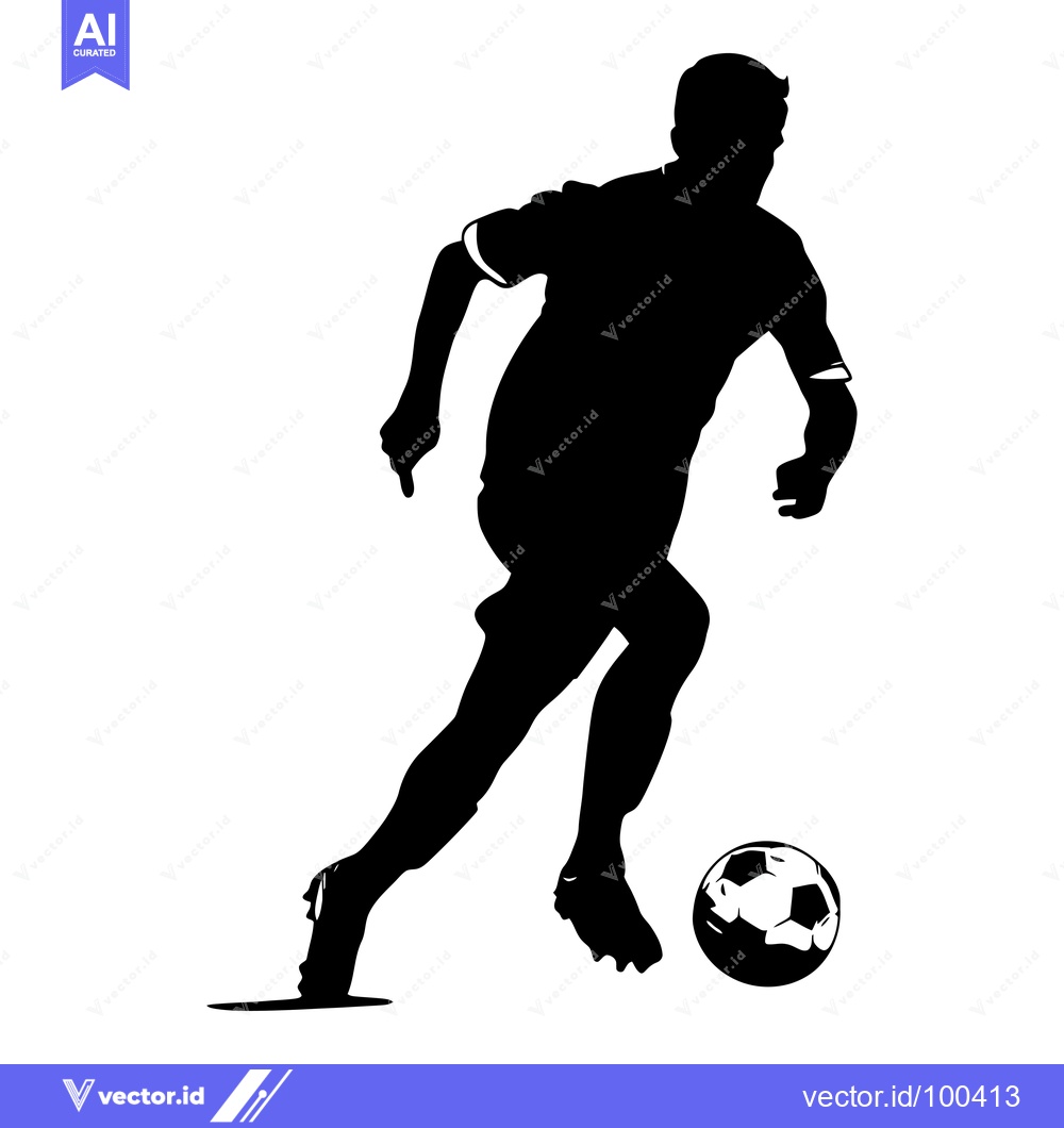 Premium Vector dari Silhouette of a Soccer Player Running with a Ball