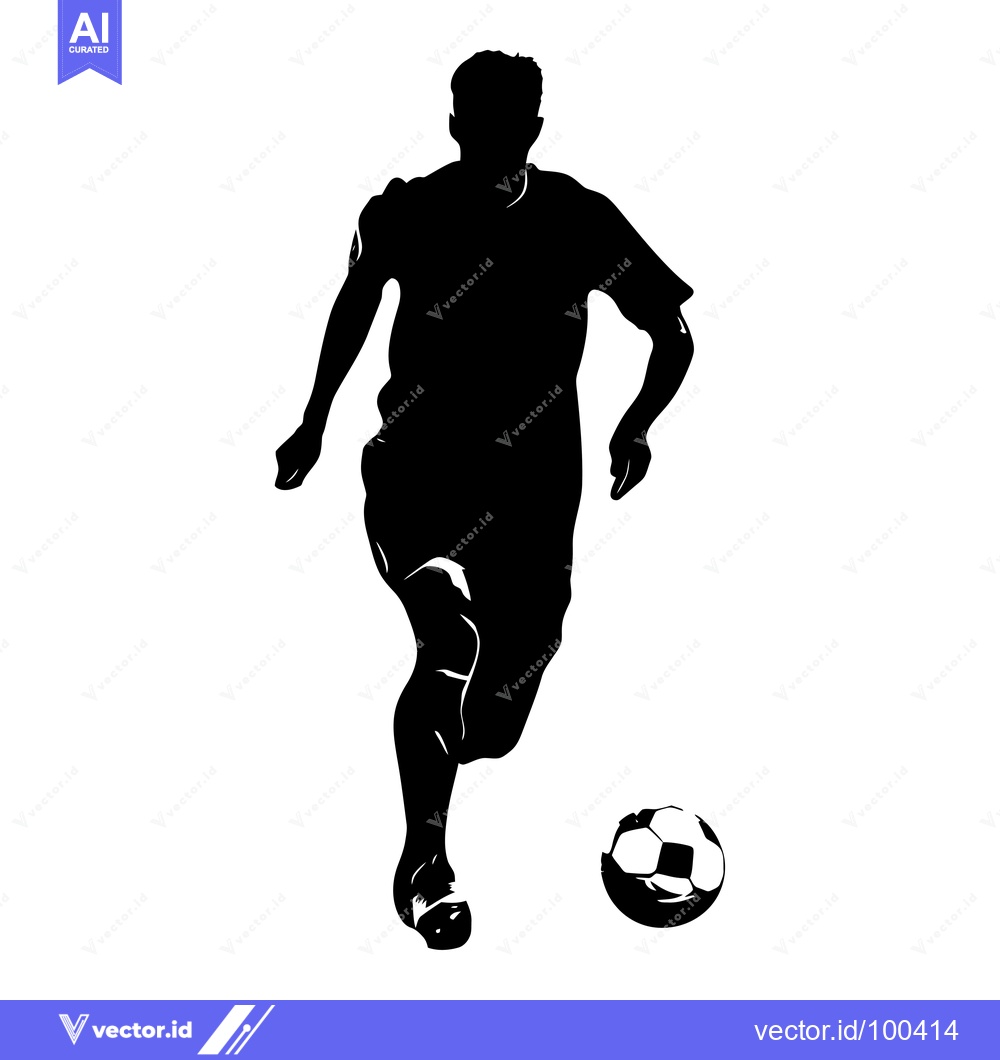 Premium Vector dari Silhouette of a Soccer Player Dribble with the Ball