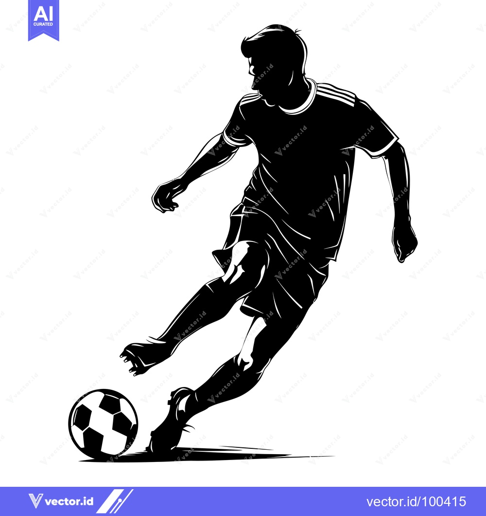 Premium Vector of Silhouette of a soccer player kicking the ball