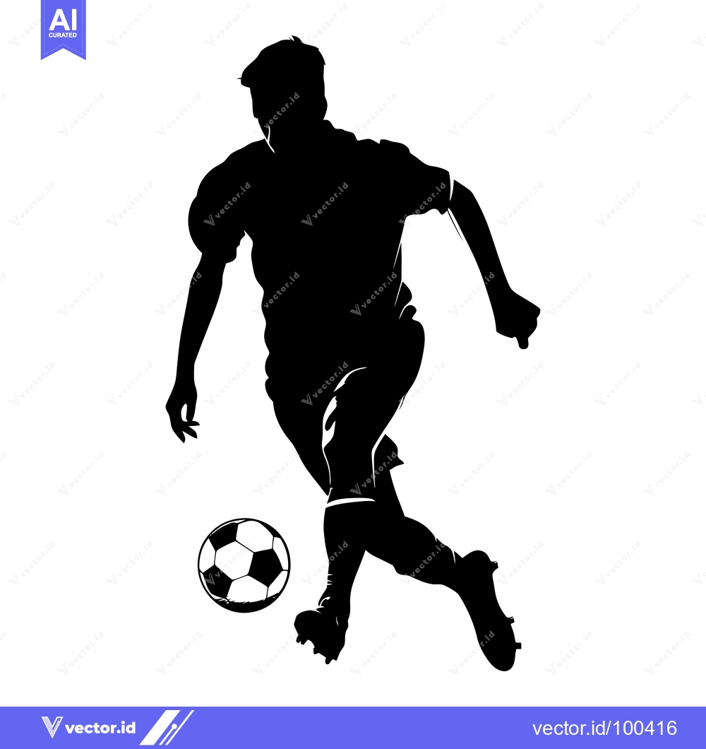 Premium Vector dari Silhouette of a soccer player kicking a ball in mid-air