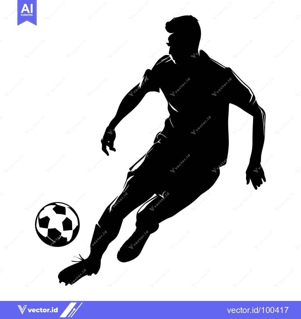 Premium Vector dari Silhouette of a soccer player kicking a ball