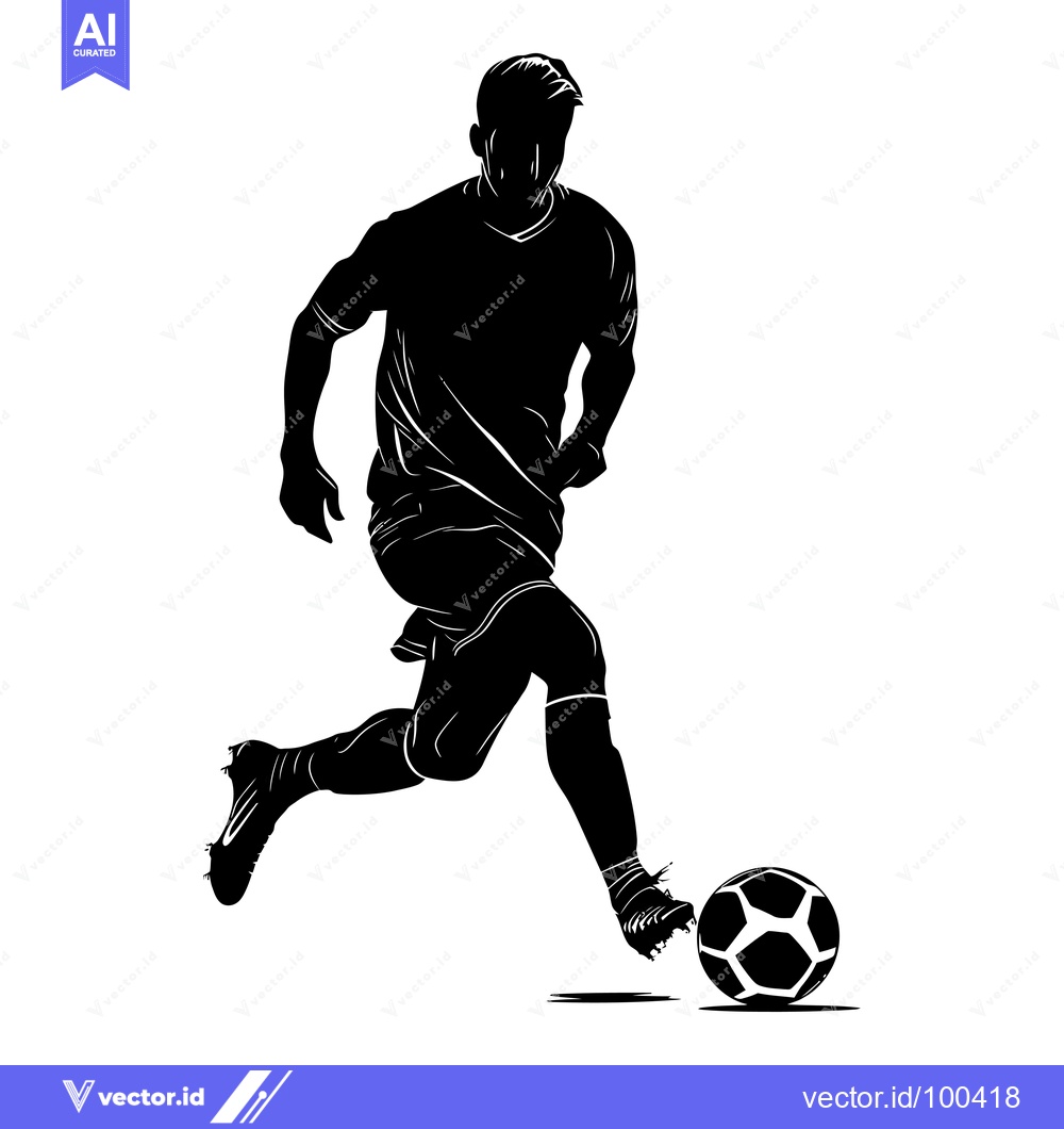 Premium Vector of Silhouette of a Soccer Player Kicking the Ball