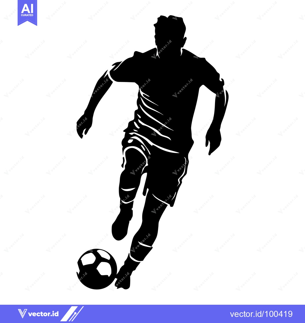 Premium Vector of Silhouette of a Soccer Player Kicking the Ball