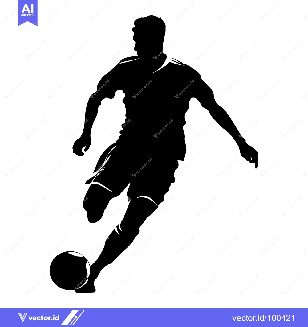Premium Vector of Silhouette of a Soccer Player Kicking a Ball