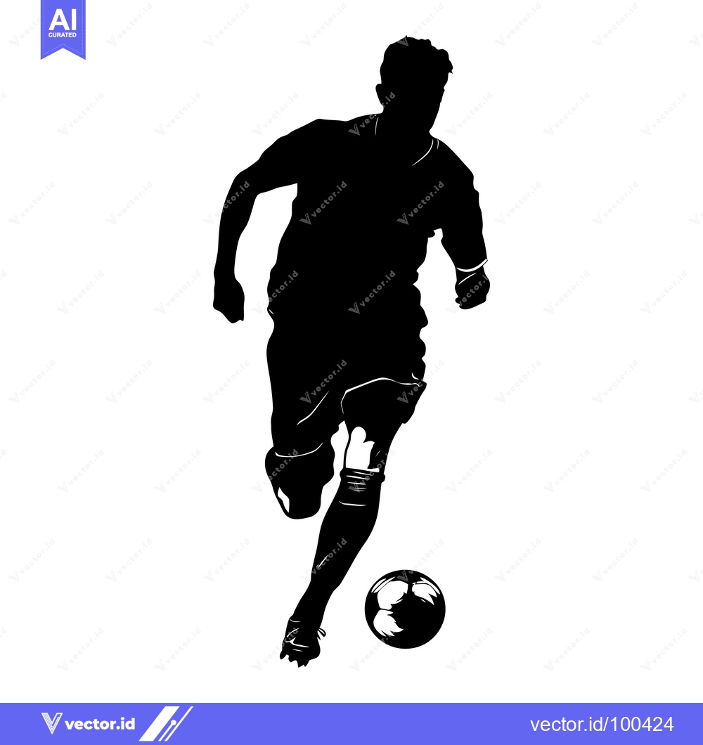 Premium Vector dari Silhouette of a soccer player dribbling the ball