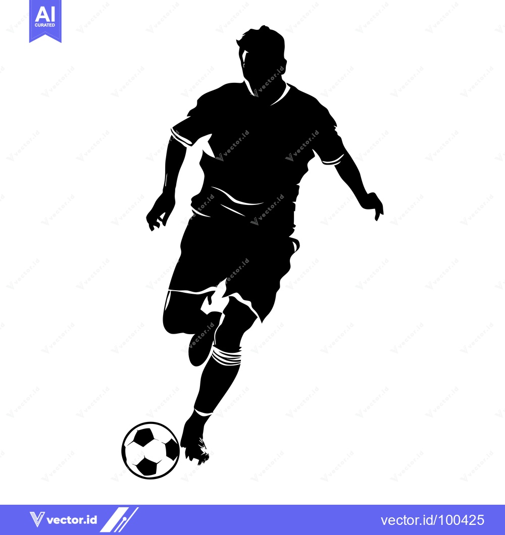 Premium Vector of Silhouette of a soccer player dribbling the ball