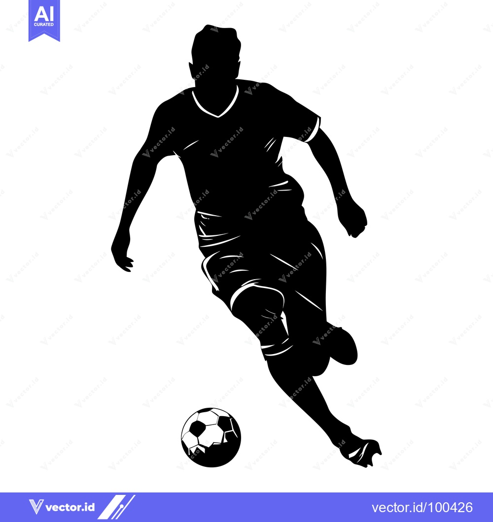 Premium Vector of Silhouette of a Soccer Player Dribbling the Ball