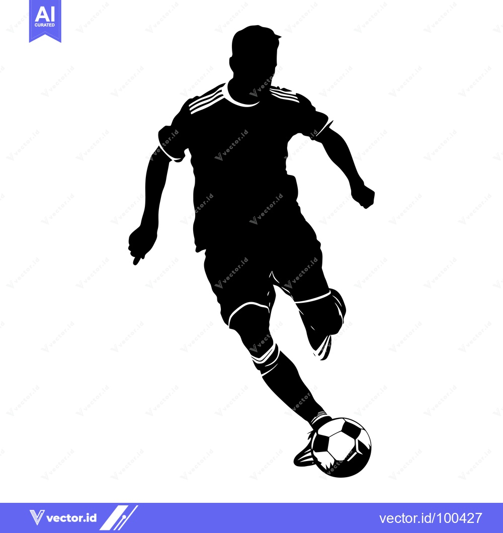 Premium Vector dari Silhouette of a Soccer Player Kicking the Ball